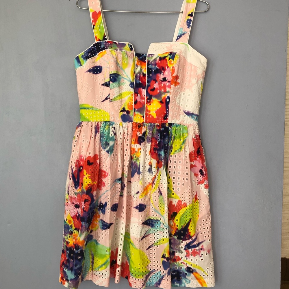 Trina Turk eyelit fit and flare dress. Size 6.